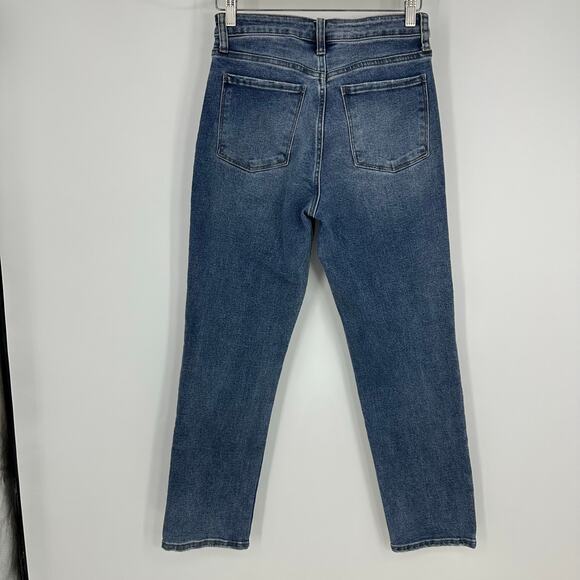 Evereve The Ever Straight Jeans Women Sz 27 Blue High Rise Button Fly Minimalist - Picture 2 of 15